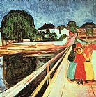 Edvard Munch Girls on a Bridge painting